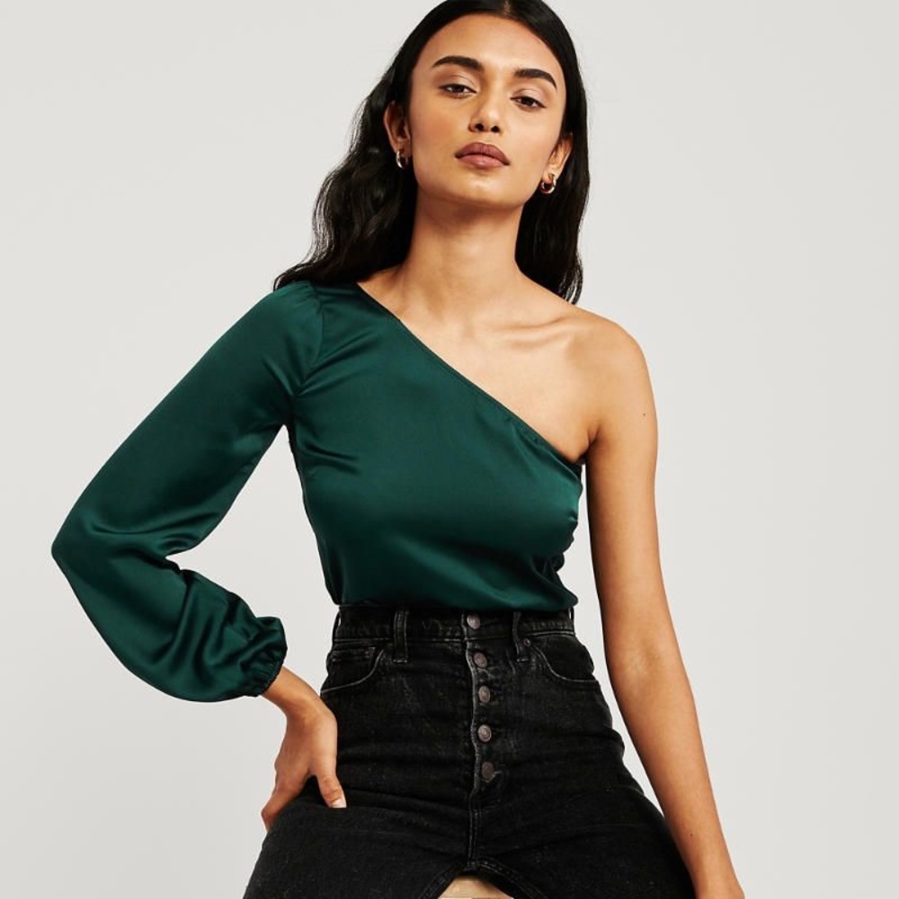 NWT Abercrombie&fitch One Shoulder Satin Bodysuit